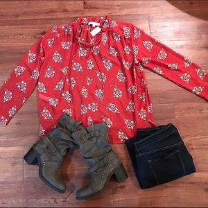 LOFT sheer floral blouse