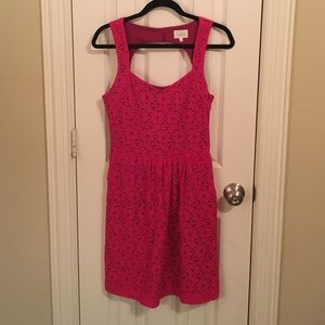 Anthropologie Pink Sweetheart Neck Dress