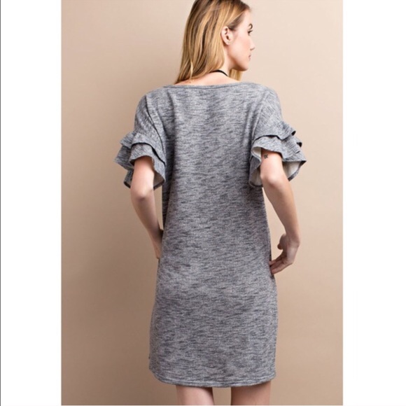 XX KEAGAN ruffle sleeve dress w/pockets - CHARCOAL - Picture 3 of 3