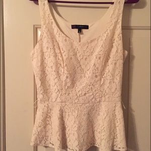 Lacey cream peplum tank