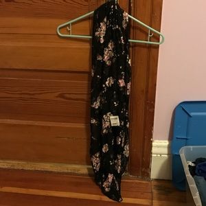 Black and pink floral lace infinity scarf