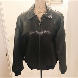 Avirex Black Leather Bomber Jacket
