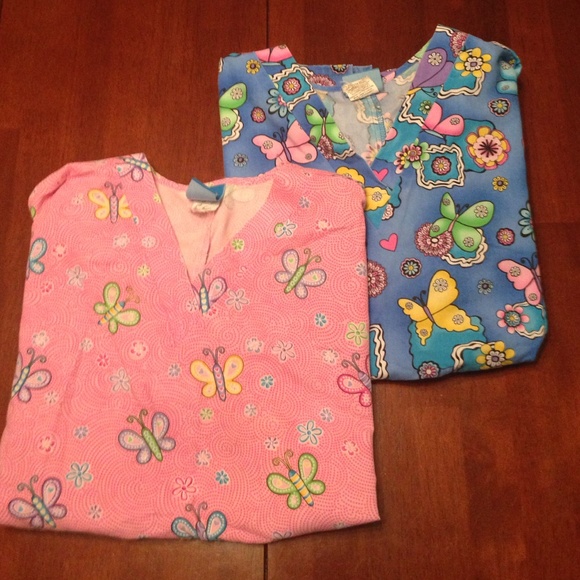 Lot of 2 Sz Small Scrub Tops