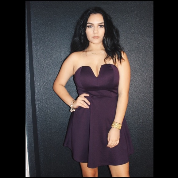 Strapless purple dress