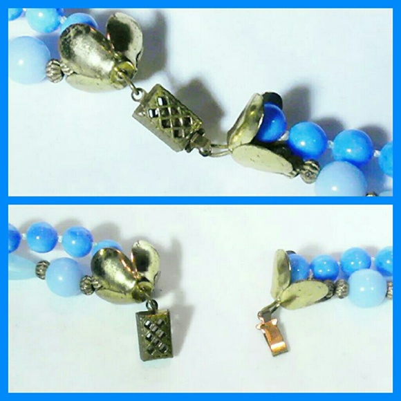 🤑SOLD💵Vintage Retro Baby Blue Double Strand Beads - Picture 3 of 4