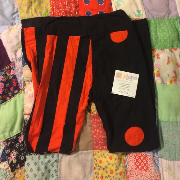 LuLaRoe orange & black Halloween leggings OS