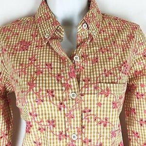 Anthropologie Embroidered Button Down