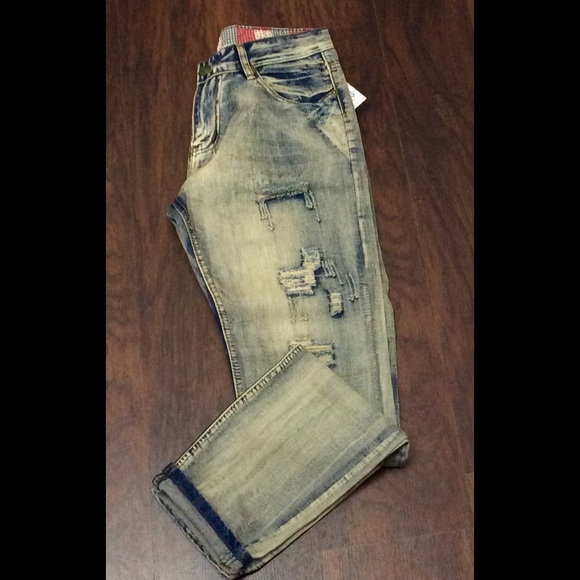 SALE Mens Distressed Straight Leg Jeans - Picture 2 of 3