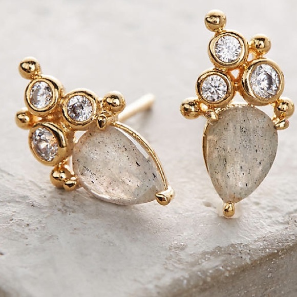 New Anthropologie 12k Gold Labradorite Earrings