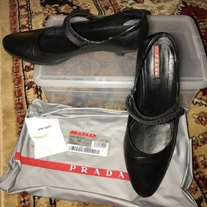 PRADA MARY JANES 38 Black Leather ITALY