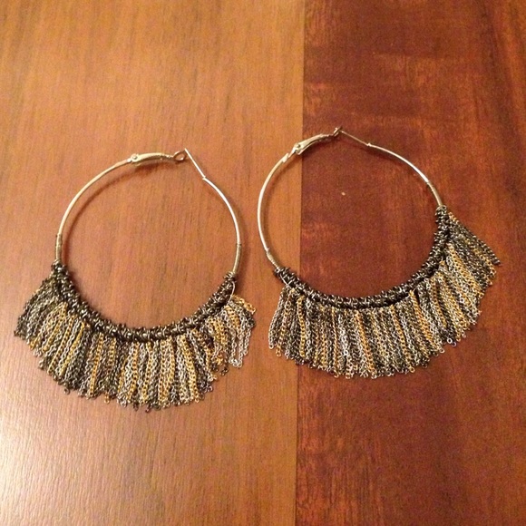 Chain Fringe Hoops - Picture 1 of 3