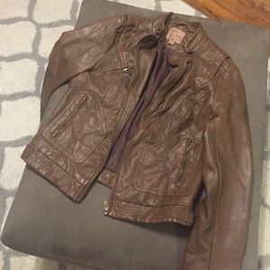 Brown Leather Moto Jacket