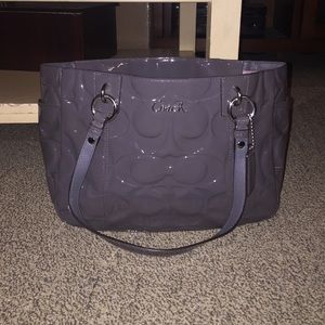 Coach Gray Patent Leather Tote Bag