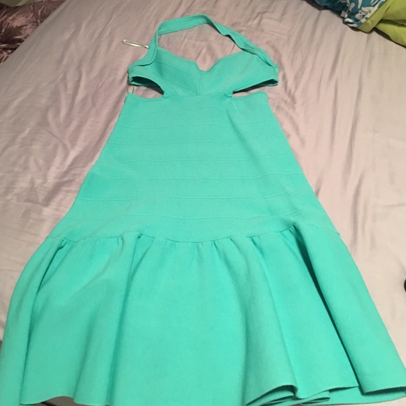 Guess halter cutout stretch mint dress