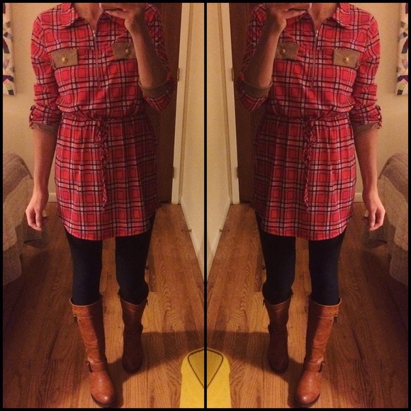 Dresses & Skirts - •Boutique• Plaid Zipper Detail Dress