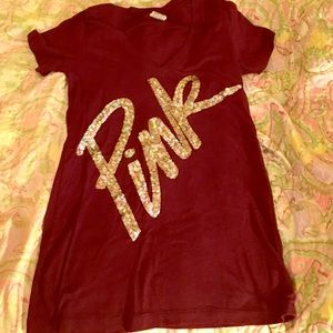 PINK sparkly t-shirt size: sm