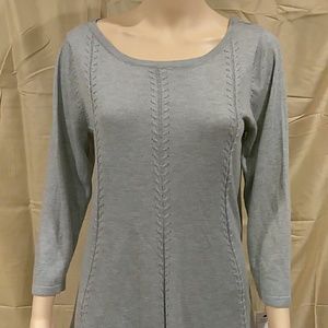 NY Collection Top Stitched Flared Sweater Dress