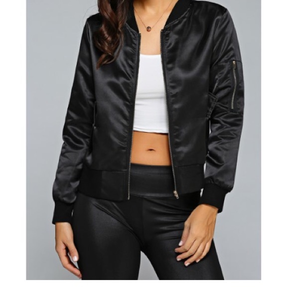 Zip satin bomber jacket❤️