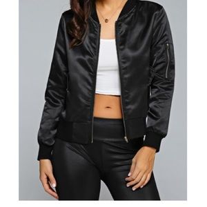 Zip satin bomber jacket❤️
