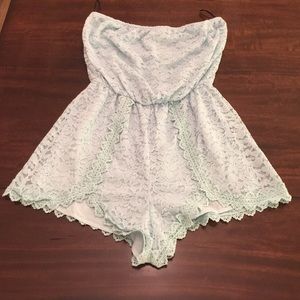 Mint lace romper