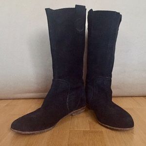 Modern Vintage Soft Black Suede Boots