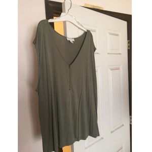 Olive green front zip top