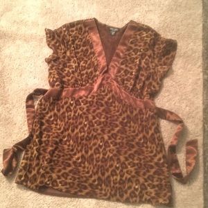 Animal Print Tunic With Satin Trim