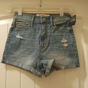 High-waisted denim shorts