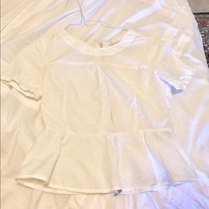 White cotton peplum blouse
