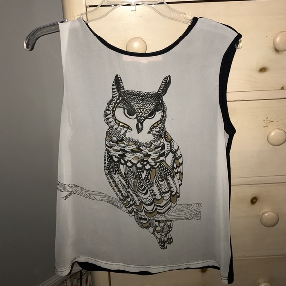 Flowy Chiffon Owl Blouse