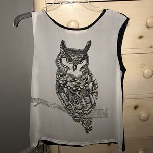 Flowy Chiffon Owl Blouse