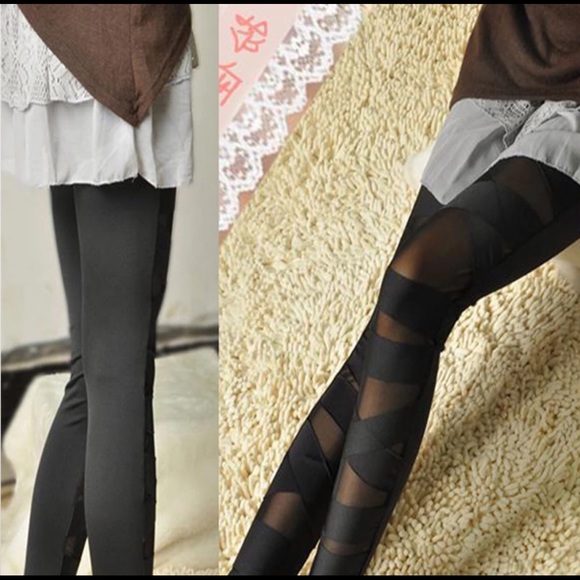 NWT Black Mesh Cut-Out Leggings - Picture 4 of 4