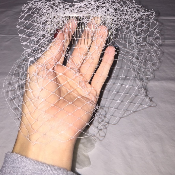 Handmade Lace cage and flower hairpiece