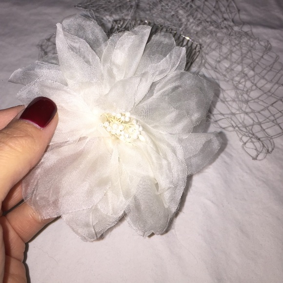 Handmade Lace cage and flower hairpiece