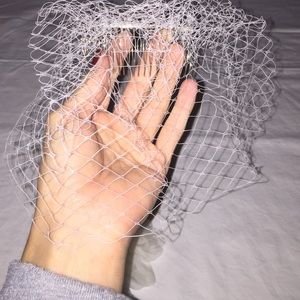 Handmade Lace cage and flower hairpiece