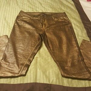 Women's Gold Skinny Pants