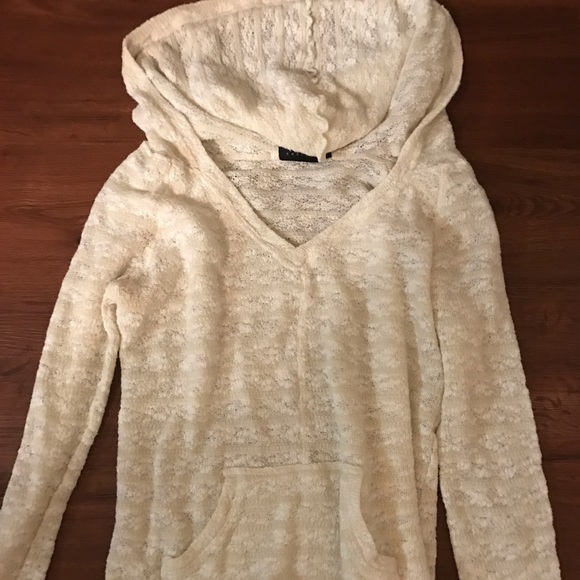 White knit sweater with hood