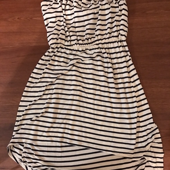 Blue and white striped dress