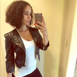 BeBe Faux Leather 3/4 sleeve jacket
