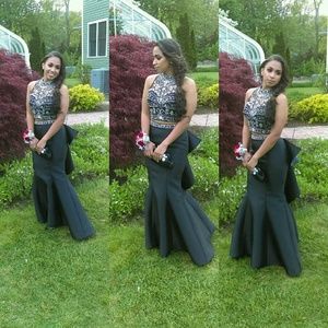 Black Two piece prom dress