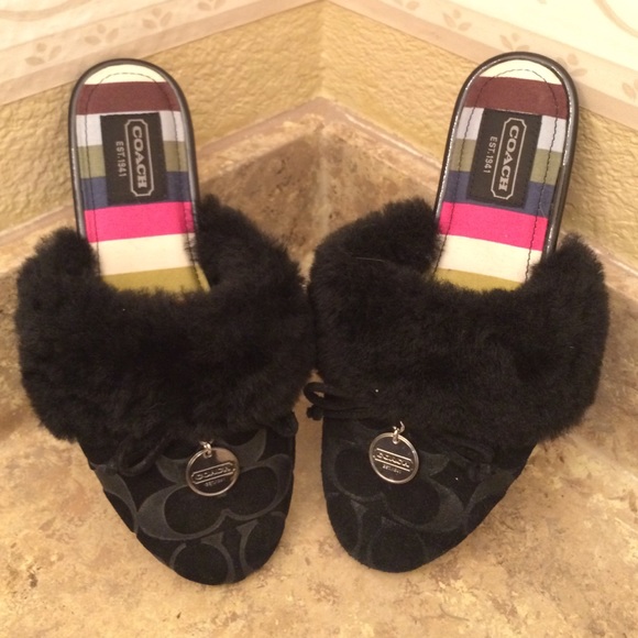 Black COACH slippers