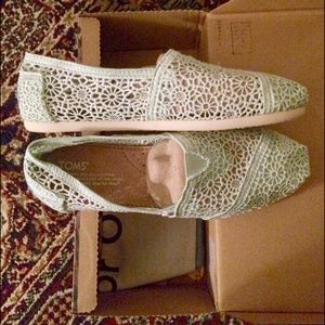 TOMS Classic Mint Crochet Slip Ons