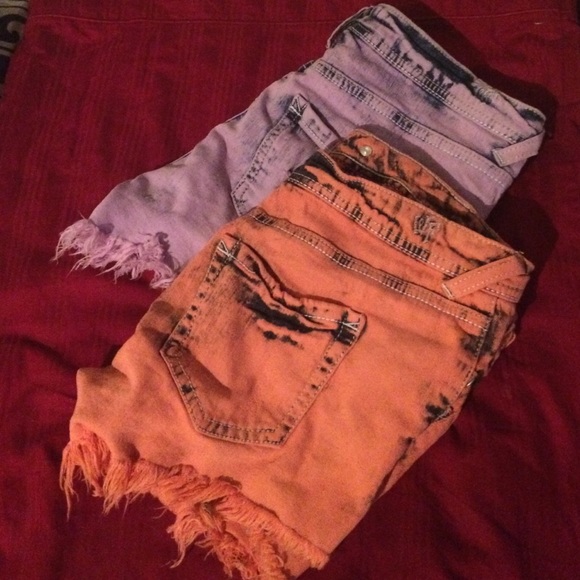 2 pairs of wallflower high waisted denim shorts.