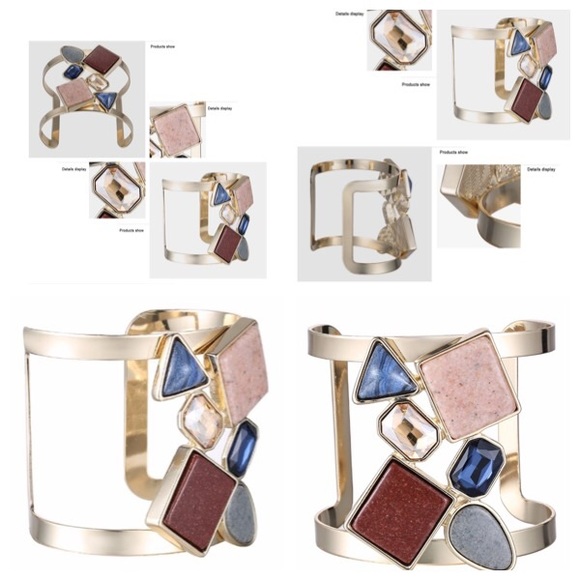 Colorful Geometric Hollow Statement Cuff/Bangle - Picture 4 of 4