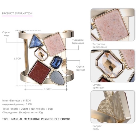 Colorful Geometric Hollow Statement Cuff/Bangle - Picture 3 of 4