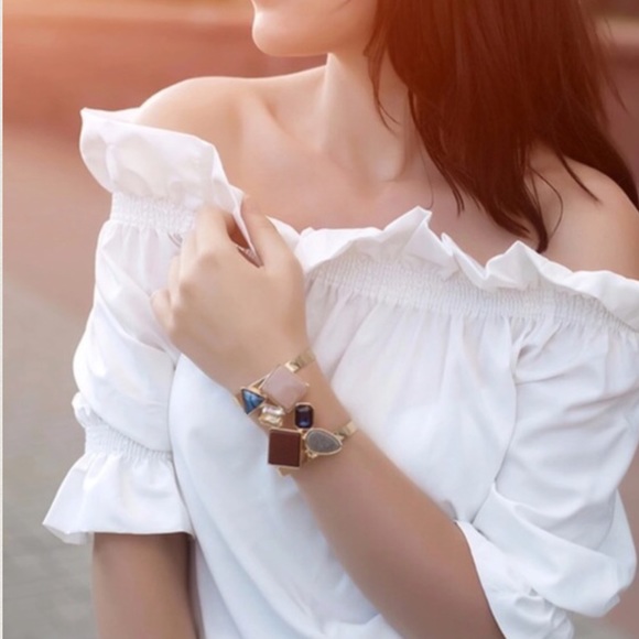 Colorful Geometric Hollow Statement Cuff/Bangle - Picture 2 of 4