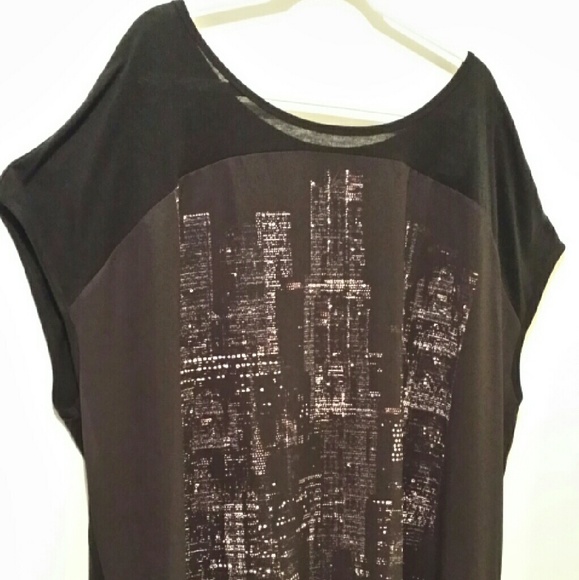 Lane Bryant blk/slvr blouse