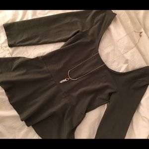 Express Army Green Peplum Top 💚