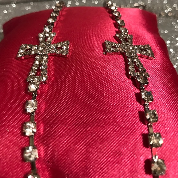 (NEW) Rhinestone cross bra straps, hard to find