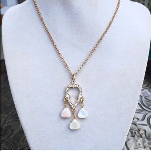 Peach, Pave Stones & Mother of Pearl Boho Necklace